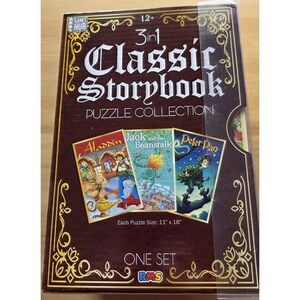 3 In 1 Classic Storybook Puzzle Collection Aladdin Peter Pan Jack & Beanstalk